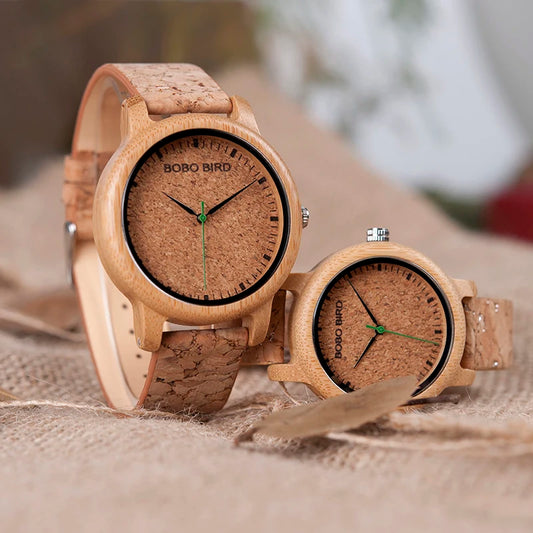 BOBO BIRD Bamboo Watch with Cork Leather Strap