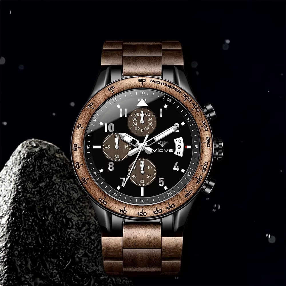 Navigator Watch, Walnut and Black