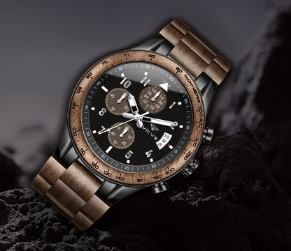 Navigator Watch, Walnut and Black